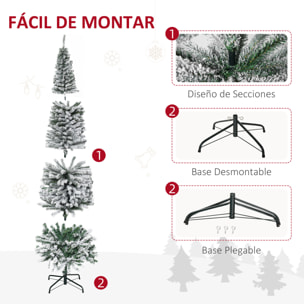 Árbol de Navidad 225 cm Árbol de Navidad Artificial Nevado con 738 Ramas y Soporte de Metal Árbol Navideño para Salón Verde y Blanco