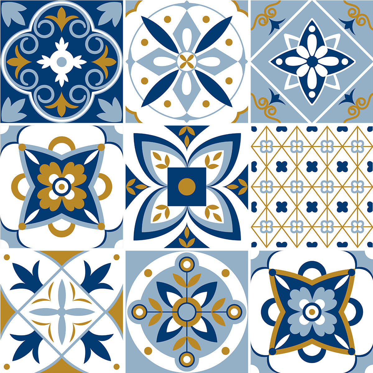 Stickers muraux - Sticker Mural Carrelage adhésif Cuisine Salle de Bain - 9 STICKERS CARREAUX DE CIMENT AZULEJOS FABA