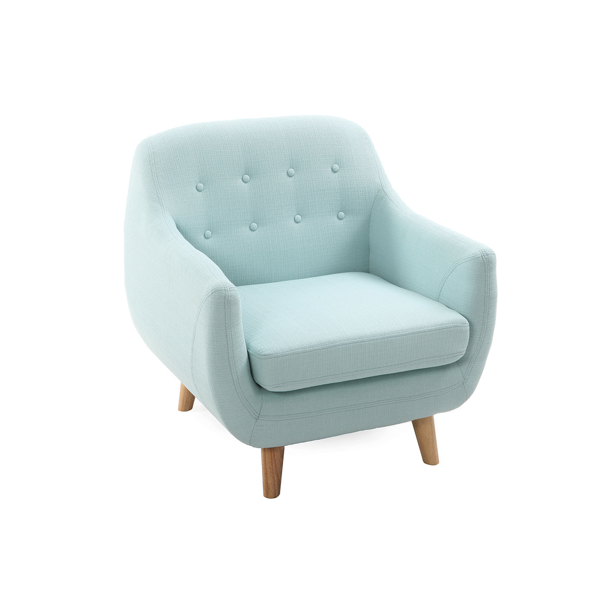 Fauteuil déhoussable scandinave en tissu menthe à l'eau et bois clair YNOK