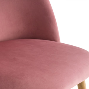 Lot de 2 chaises en velours rose et pieds en métal - Cozy