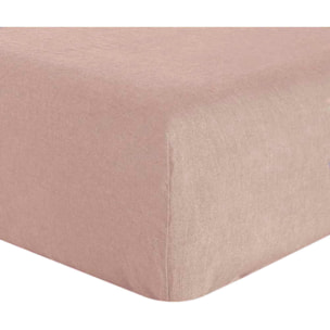 Drap Housse - Bonnet:40cm 100%lin LavÉ Rose Nude