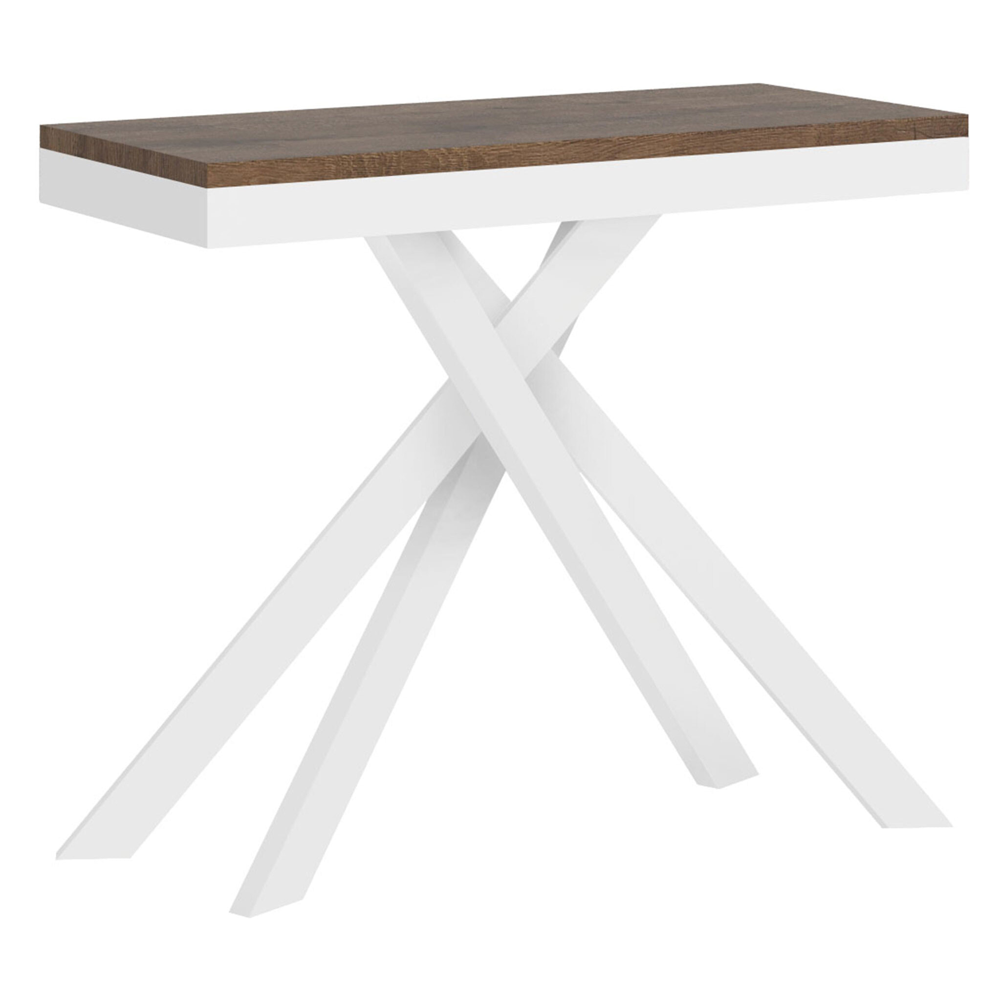 Consola extensible 90x40/196 cm Krack Small Evolution nogal estructura blanca