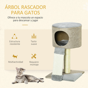 Árbol Rascador Gatos con Cueva Rampa Poste de Sisal y Bola Colgante 30x30x50 cm