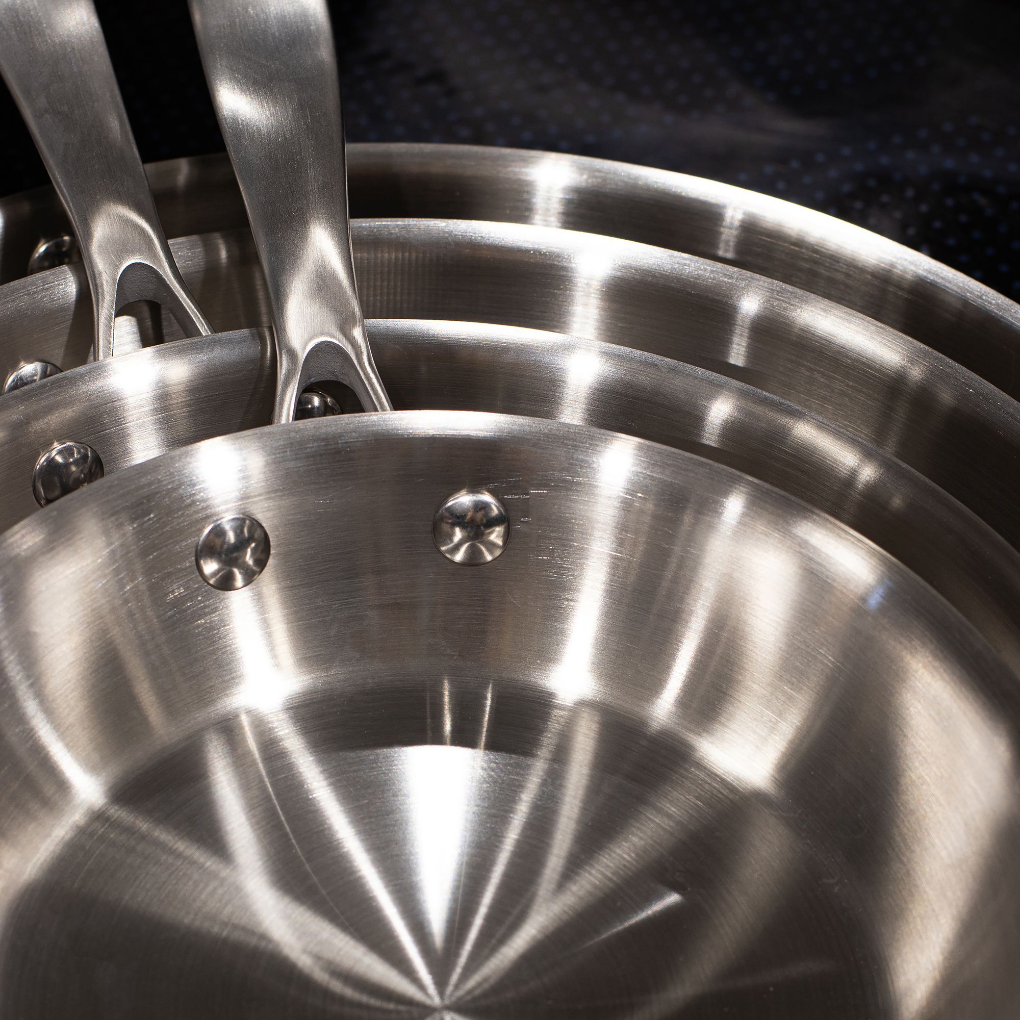 Batterie de cuisine 5 pièces en acier inoxydable - tous feux TRIPLY