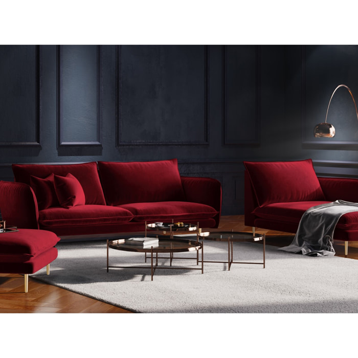Méridienne droite "Vienna" en velours rouge