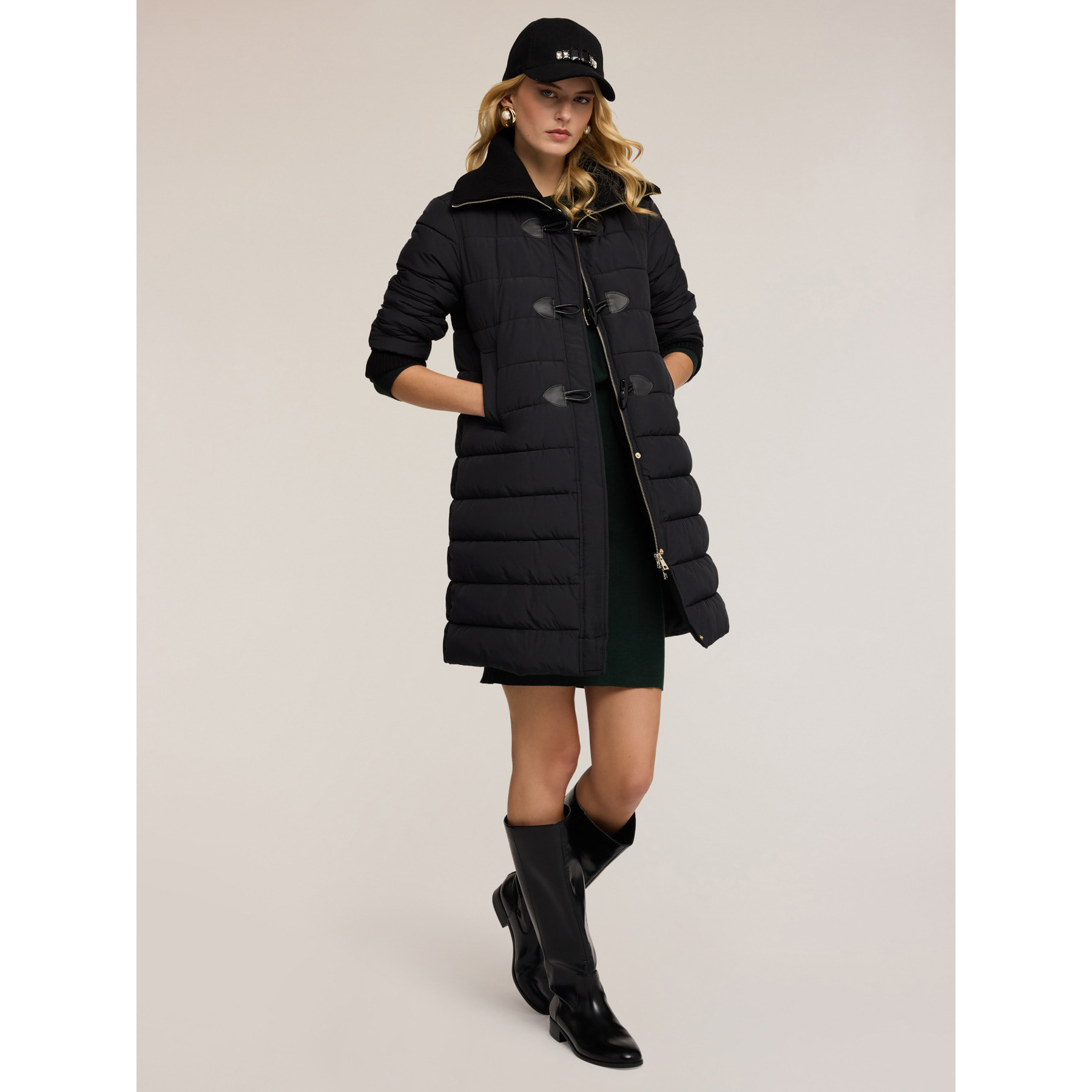 Motivi - Piumino con collo in maglia - Nero