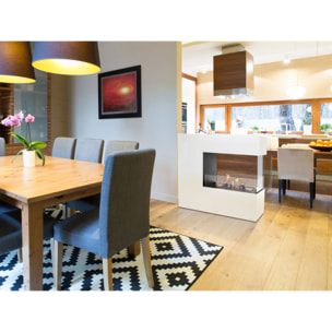 Chimenea de etanol de suelo en acero blanco y cristal templado NIOBE PURLINE