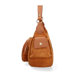 Borsa a spalla da donna Made in Italy - Modello Ardena - Pelle scamosciata - 30.0 x 17.0 x 12.0 cm