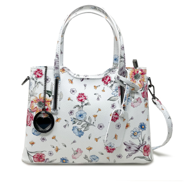 Chicca Borse - Borsa a Mano Donna in Vera Pelle - Colore Fiori