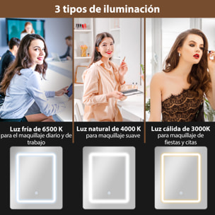 Tocador de Maquillaje con Luces LED de Color Ajustable y Espejo Tocador con Lateral Abatible Cajón Compartimentos Abiertos para Espacios Pequeños Blanco
