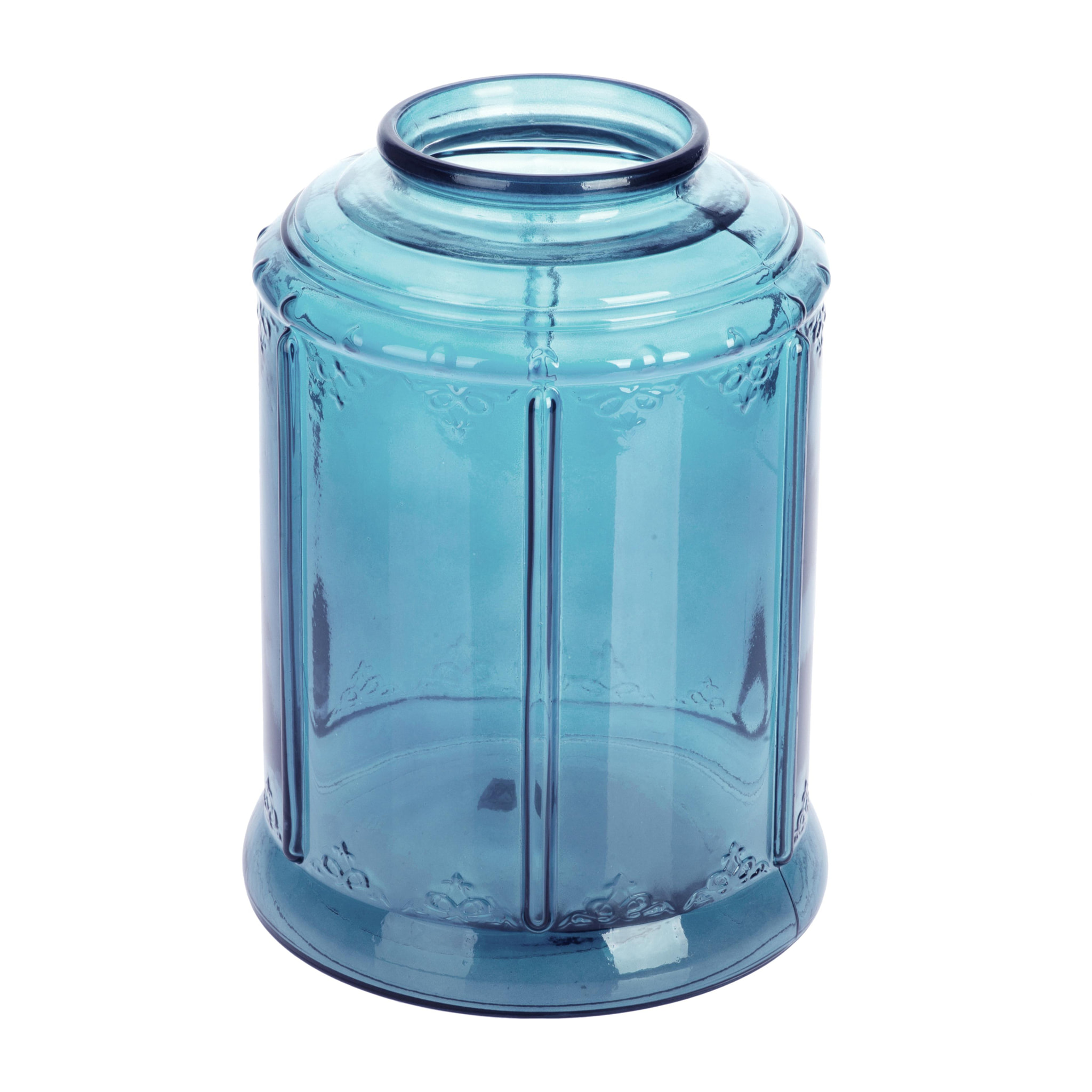 Vaso Porta Candela In Vetro. Altezza 36 Cm - Pezzi 1 - 26X36X26cm - Colore: Blu - Bianchi Dino - Decori Casa E Complementi