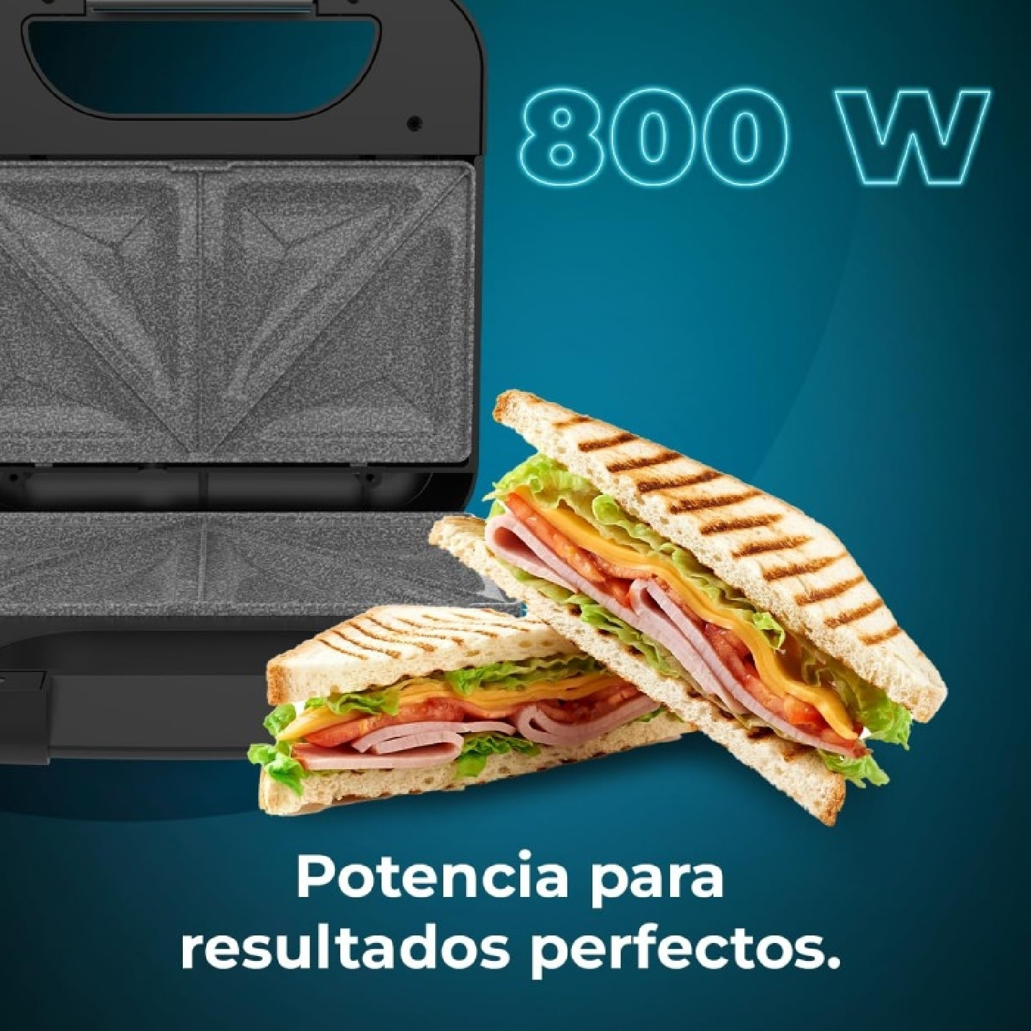 Sandwichera Rock’nToast Combo. 800 W, 2 Sándwiches con Acabados en Acero Inoxida