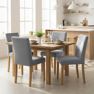 Pack de 4 Sillas de Comedor, Sillas de Cocinas Modernas, Respaldo Alto, Tapizadas en Pana, Asiento Acolchado, Patas de Madera, para Salón, Gris