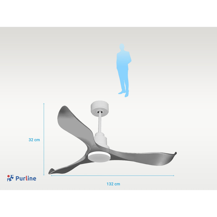 Ventilateur de plafond Réversible  Thermostat Wifi Moteur à courant continu Toits en pente Télécommande Mémoire Shopify Vendible (AUTOMATIQUE)