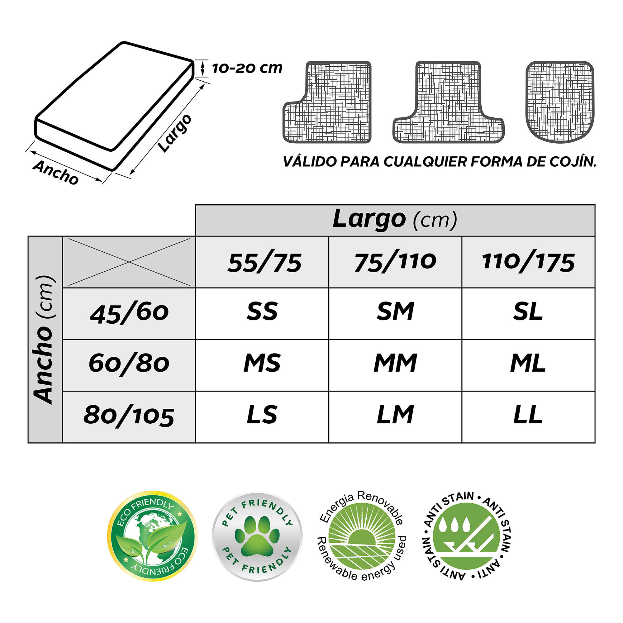 Funda independiente para asiento y respaldo modelo ESTIVELLA