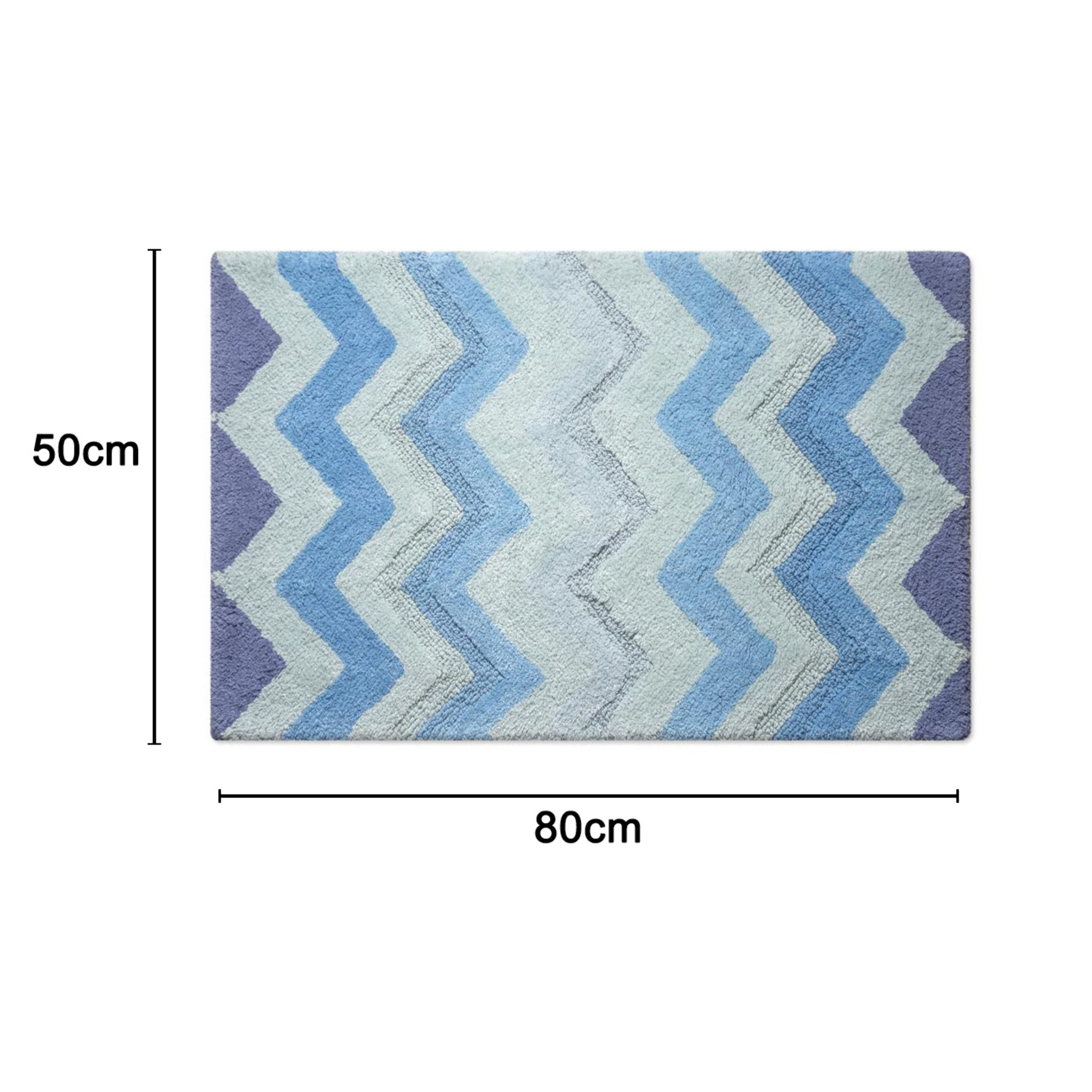 Tappeto Bagno Super Assorbente E Antiscivolo Fantasia Zig Zag Modello Corner Oceano