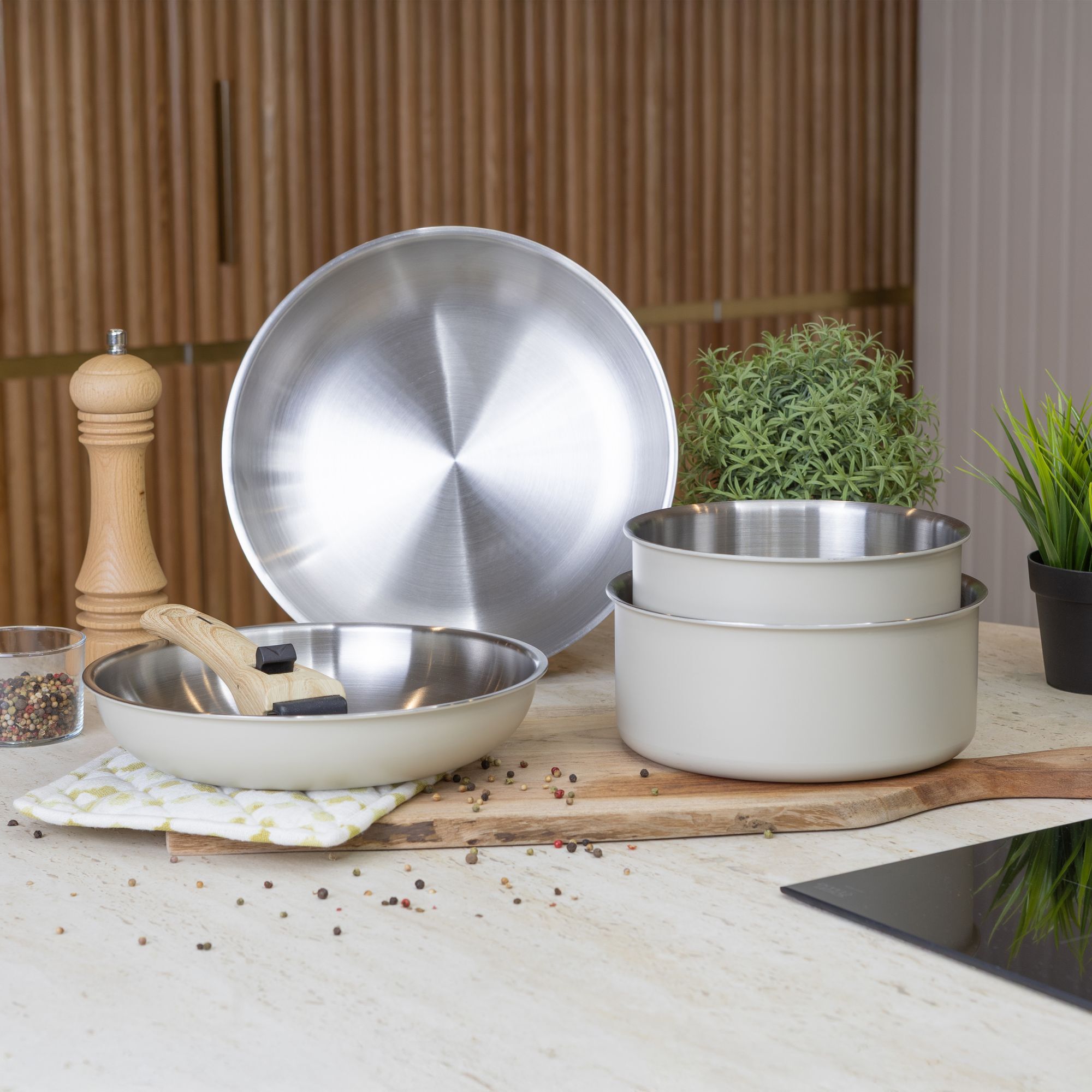 Batterie de cuisine 5 pièces en acier inoxydable - tous feux EASYNOX