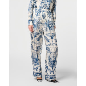 PHILIPP PLEIN Silk Pajama Pants Butterfly Tattoo