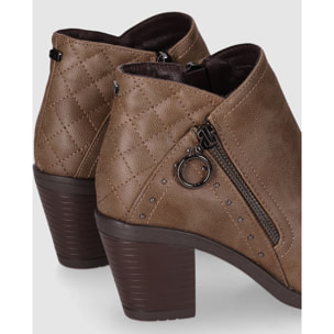 Botines de Piel Sintética - Taupe - Tacón: 7 cm