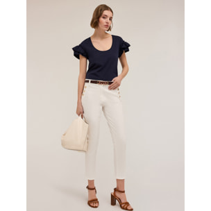 Motivi - Camiseta con mangas de volantes - Azul