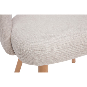 Chaises scandinaves en tissu effet velours texturé beige et bois clair (lot de 2) COSETTE
