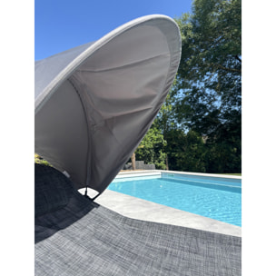 HOSSEGOR - Bain de soleil en acier et toile plastifiée avec brise-soleil