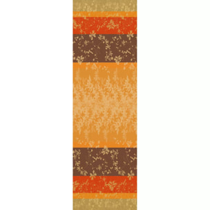 Chemin de table pur coton 220 g/m² motif jacquard orange marron Mille lierres automne