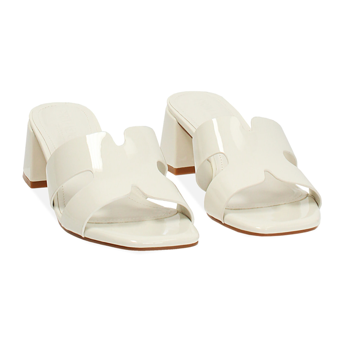 Mules open toe panna tacco 5,5 cm