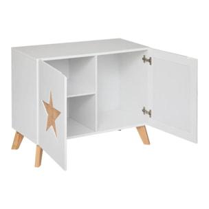 Meuble de rangement enfant Étoile - bois - blanc - 65x79 cm