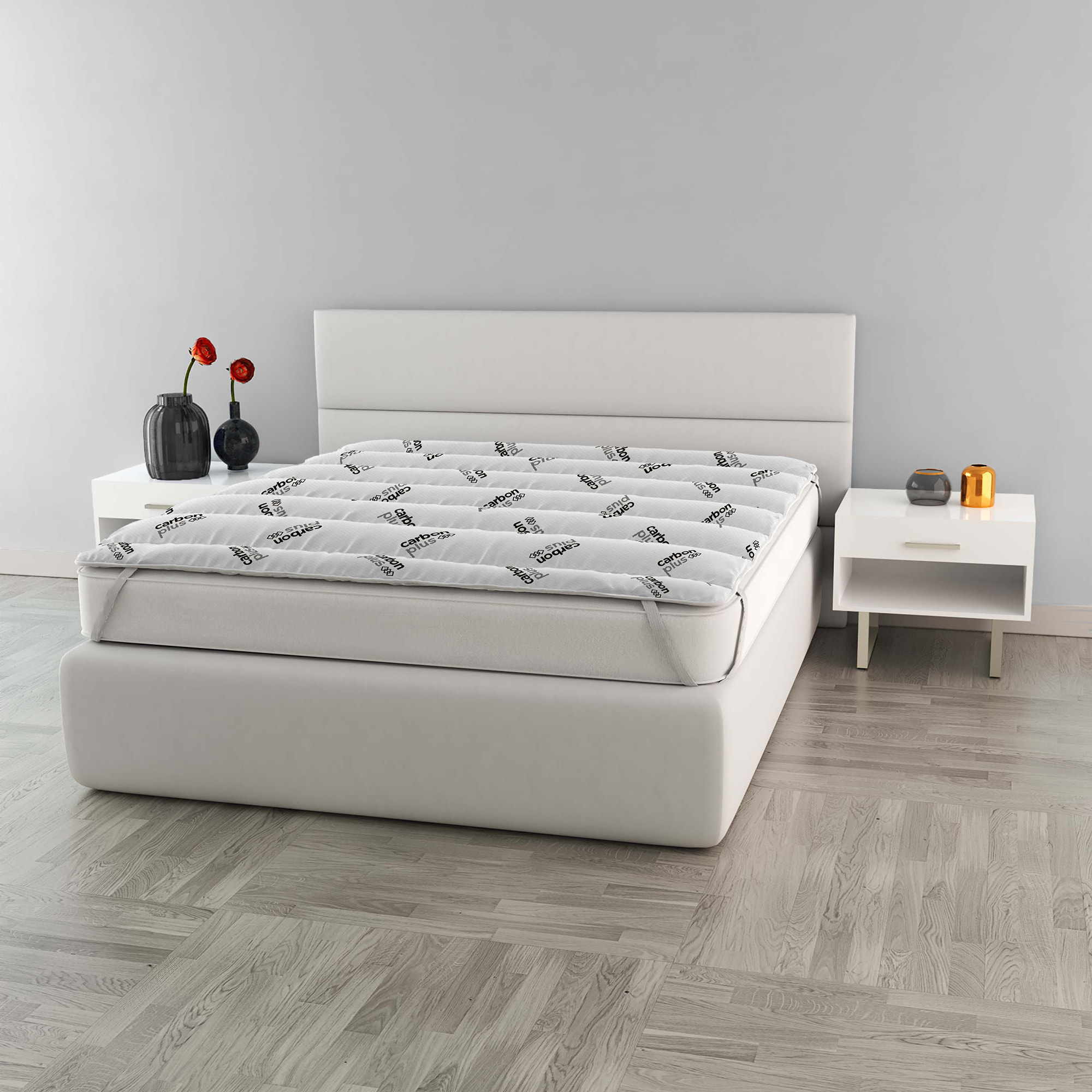 TOPPER TRAPUNTATO CARBONIO CON ELASTICI - Made in Italy