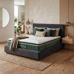 Ensemble matelas Jade & lit coffre Colisée | Mémoire de forme et ressorts ensachés | Grande capacité de stockage | Bouclette | Camel