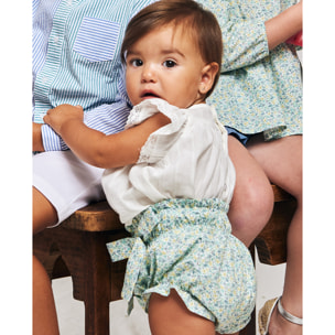 BLUSA CENEFAS ROMBOS CON MANGA VOLANTE ANCHO