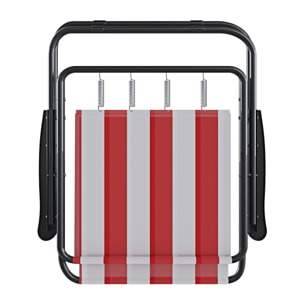 Sedia Pieghevole Da Spiaggia Campeggio Camping Leggera E Resistente In Metallo In Tessuto Oxford 600D Con Braccioli Seggiola Strisce Rosso