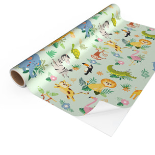Rouleau revêtement adhésif vinyle au mètre - Sticker lavable Cuisine Meuble Armoire Porte - ANIMAUX DE LA JUNGLE