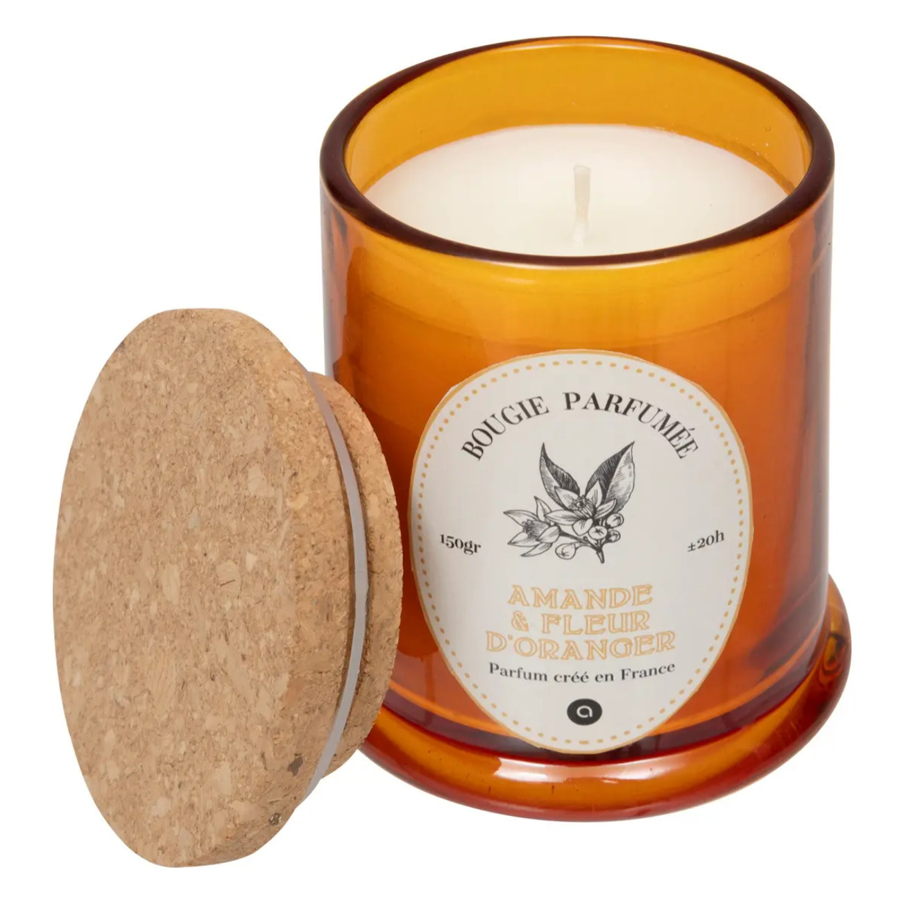 Bougie parfumée Hapo 150g pot en verre avec couvercle amande