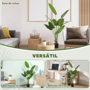 Planta Artificial Decorativa 160 cm Bananera Artificial con Maceta y Hojas para Interior Hogar Salón Oficina Verde