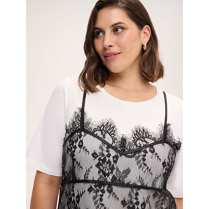 Fiorella Rubino - T-shirt con top in pizzo - Bianco