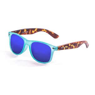 Gafas de sol OCEAN BEACH WAYFARER - Frente y pantalón azul claro esmerilado con patillas marrón y revo azul