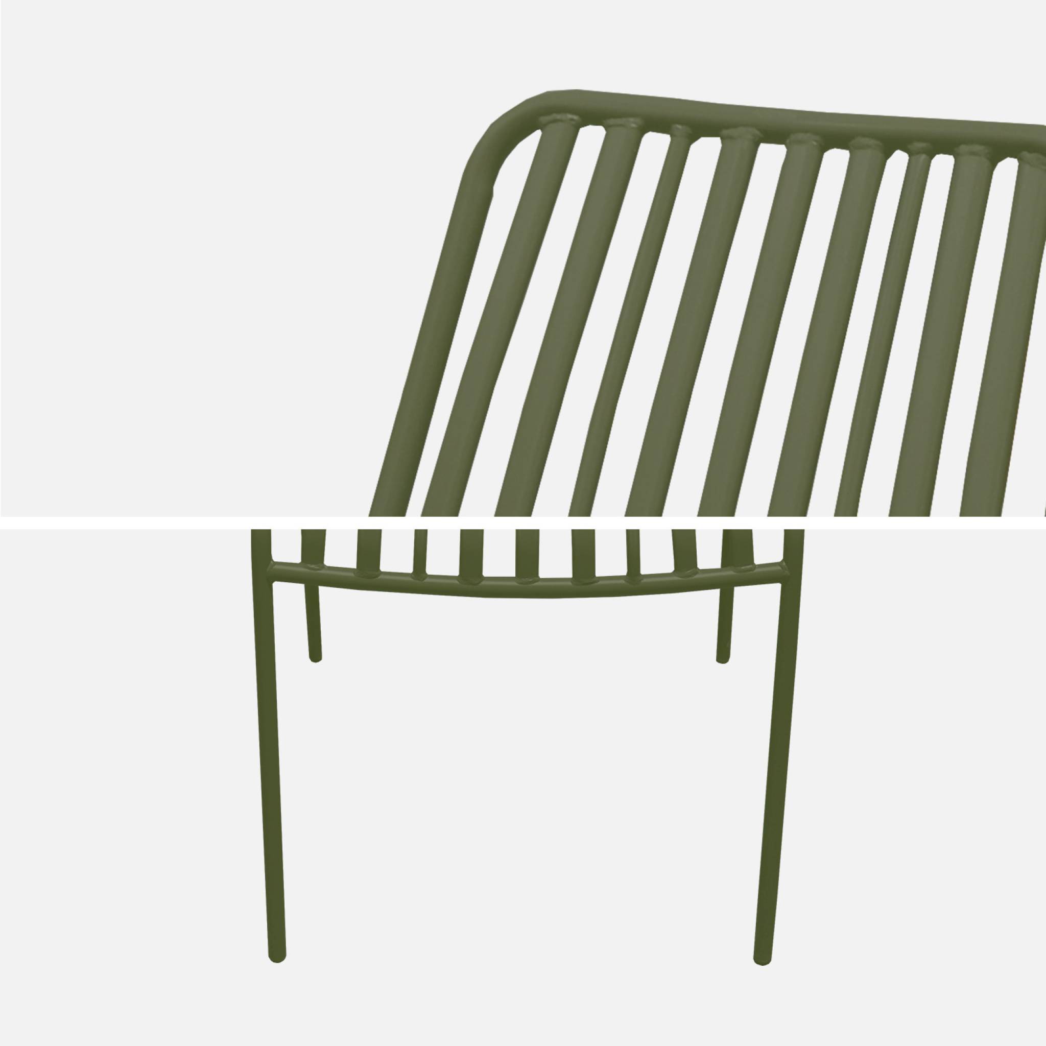 Lot de 2 chaises de jardin FLORIDA kaki empilable en acier. L 59 x P 47.5 x H 78 cm