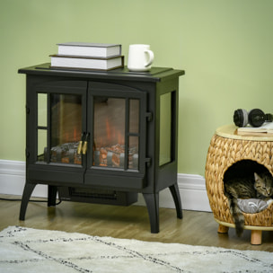 Chimenea Eléctrica 1000 W/2000 W Chimenea Decorativa con Ventanas LED Llamas Brillo Ajustable y Protección Sobrecalentamiento para 15-20 Ã£Å½Â¡ 60x37x60,5 cm Negro