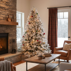 Luna - Albero di Natale con neve e pigne in PE PVC PP ø122x180H cm, 1517 rami