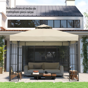 Techo de Repuesto para Cenador 3x3 m Cubierta de Repuesto 370g/㎡ con Techo Doble con Mosquitera Protección UV 30+ Toldo de Recambio para Pabellón Gazebo Crema