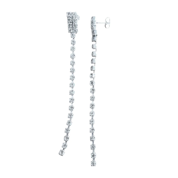 Pendiente doble linea SW largo 9,5cm en plata 10 micras