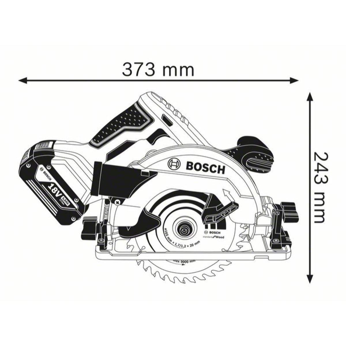 Scie circulaire GKS 18V-57 G pour bois BOSCH - 2 batteries + chargeur - en L-Boxx - accessoires - 06016A2106