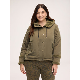 Fiorella Rubino - Piumino con dettagli peluches - Verde militare