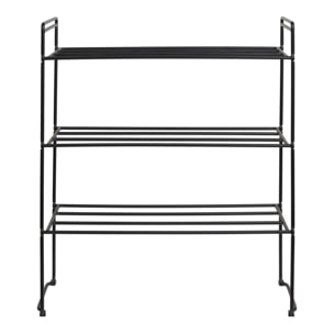 Scarpiera Swansea a 3 ripiani in acciaio nero 49,5×25×60 cm