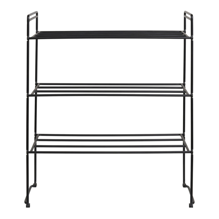 Scarpiera Swansea a 3 ripiani in acciaio nero 49,5×25×60 cm