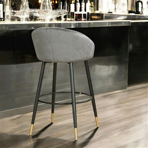 Chaise de bar coquillage velours gris (lot de 2) HAWAI