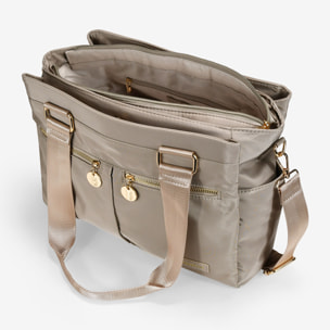 Bolso de hombro beige para portátil