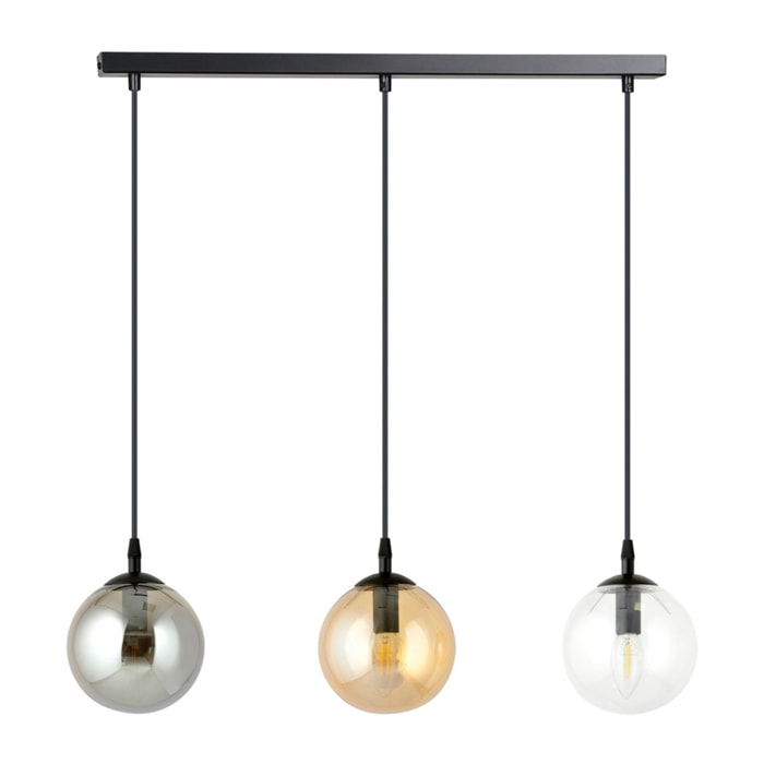Lampada a sospensione Cosmo in acciaio e vetro colorato